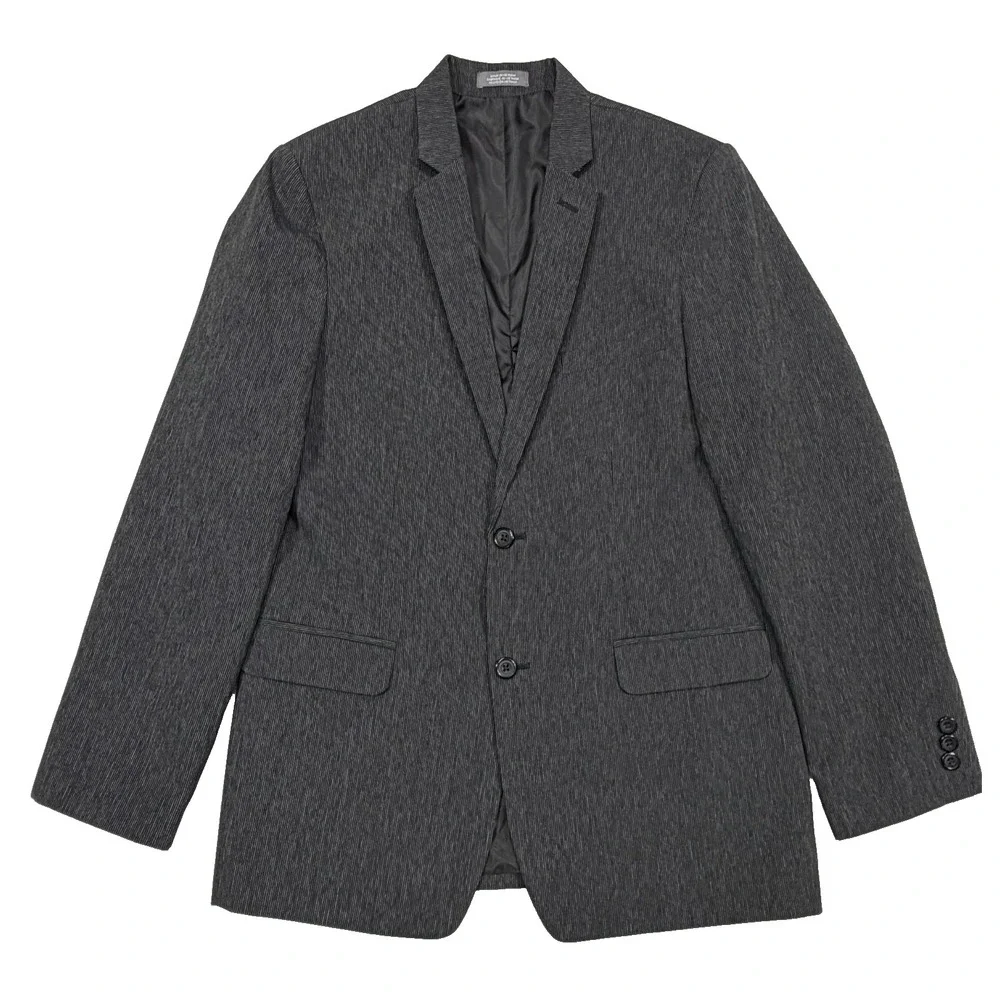 VanHusen Men's Suit Jacket Dark Gray/Black Lightweight for Summer Regular 20